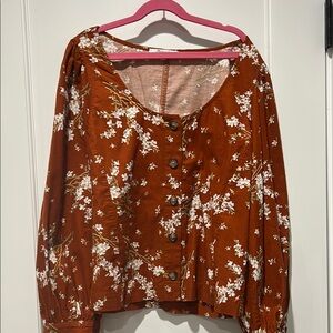 Madewell Rust Floral Button-Up Top